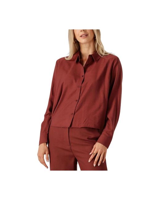 Modström Overhemden ,Rood ,Wol Rode Veelzijdige Shirt Voor Herfst-Winter in het Red