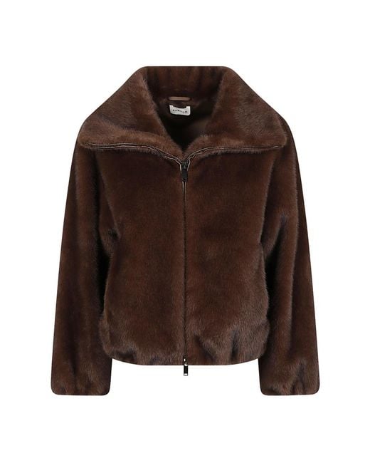 P.A.R.O.S.H. Brown Faux Fur & Shearling Jackets