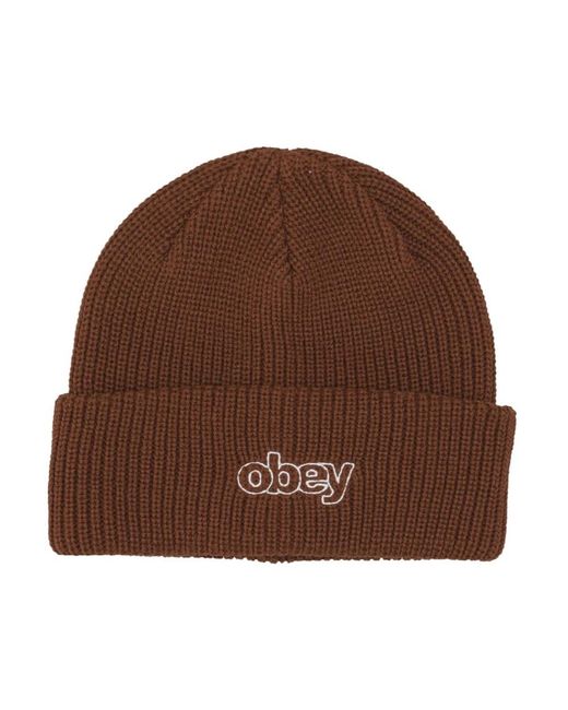 Obey Accessoires ,Bruin ,Throwback Beanie Sepia Hat in het Brown voor heren