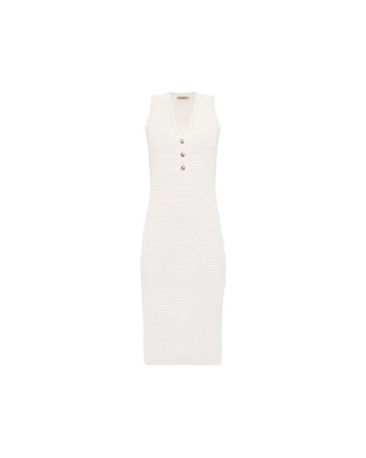 Twinset Women's White Knitted Dresses - benaras.co