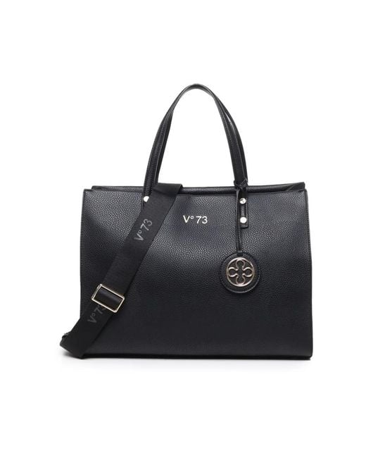 V73 Black Tote Bags