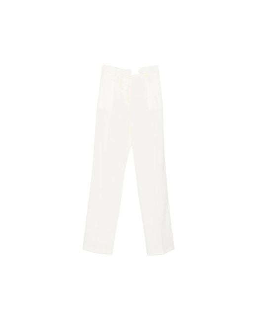 Elisabetta Franchi White Pressed-Crease Straight-Leg Trousers