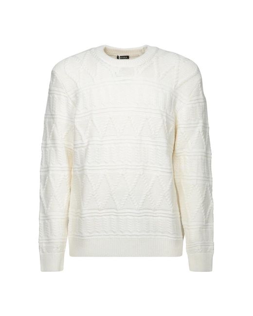 Round-Neck Knitwear Zegna de hombre de color White
