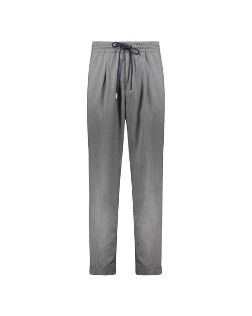 Fedeli Gray Cropped Trousers for men
