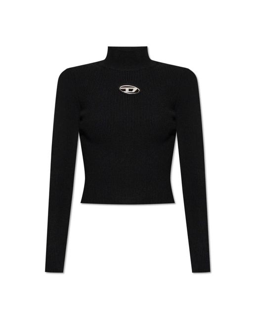 DIESEL Truien & Vesten ,Zwart ,Leer Turtleneck M-Valari-Tn in het Black