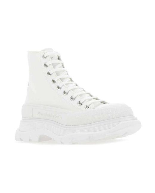 McQueen White Lace-Up Boots for men