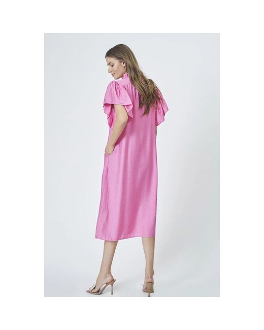 co'couture Kleedjes ,Roze ,Midi Jurken in het Pink