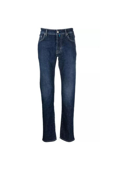 Jeans in cotone blu indaco con dettaglio bandana di Jacob Cohen in Blue da Uomo