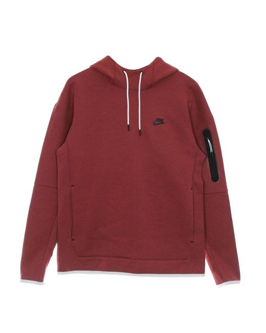 Nike Leichtes Herren-Kapuzenpullover Tech Fleece Po Hoodie Zedernholz/Schwarz in Red für Herren