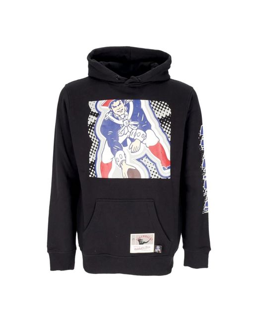Mitchell & Ness Hoodies & Sweatvesten ,Zwart ,Katoen Nfl Groot Gezicht Hoodie Zwart in het Black voor heren