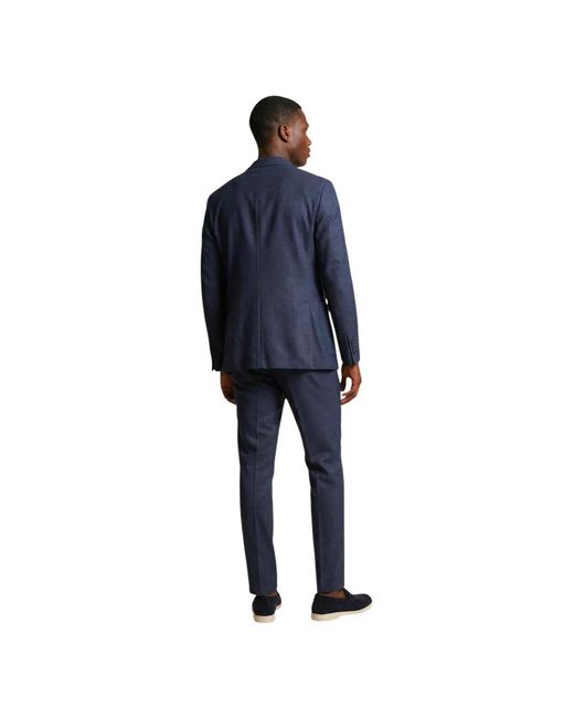 MULISH Blue Double Breasted Suits for men