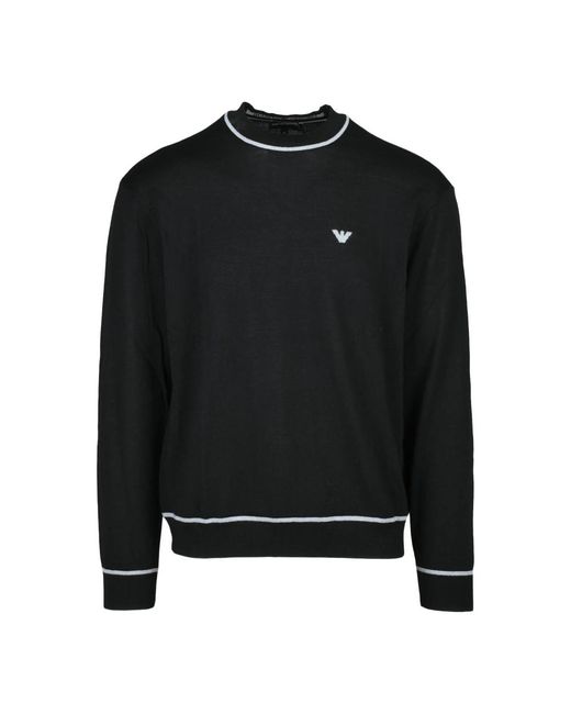 Emporio Armani Black Round-Neck Knitwear for men