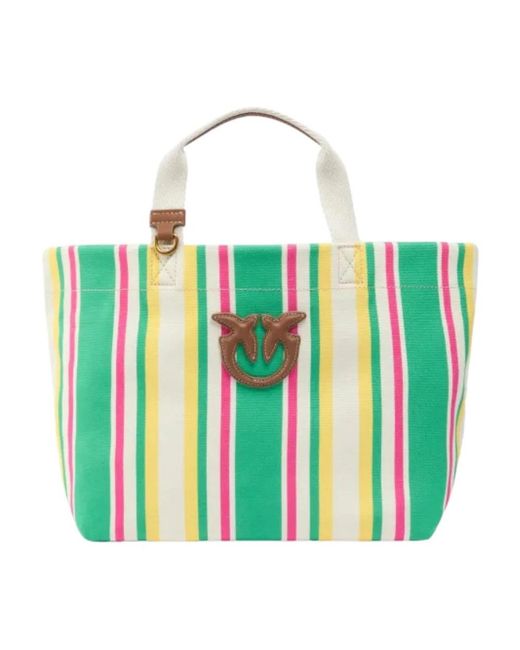 Pinko Green Einkaufstasche Medium Canvas