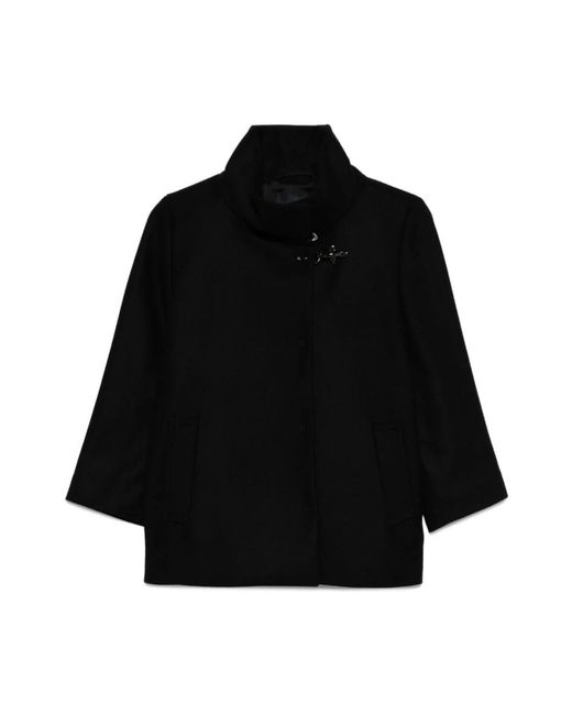 Fay Jassen ,Zwart ,Wol Elegante Wollen Jas Aw 25 in het Black