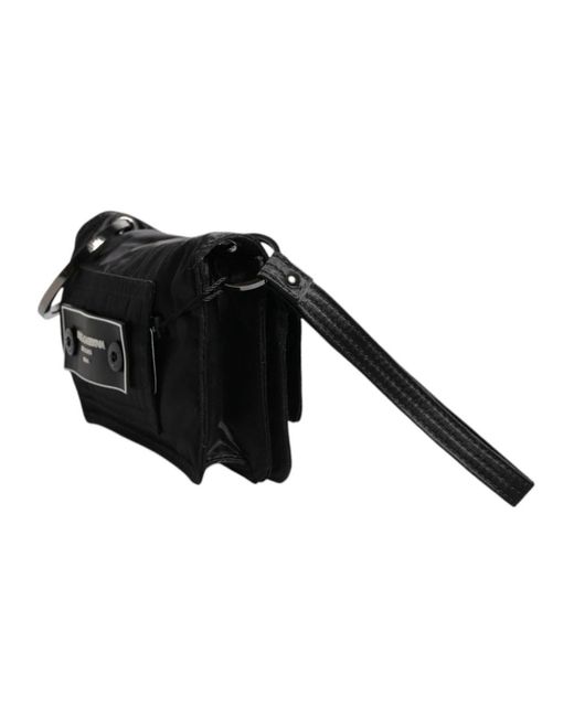 Dolce & Gabbana Black Schwarze Stoff Logo Crossbody Tasche
