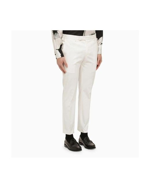 PT01 White Cropped Trousers for men