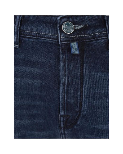 Jacob Cohen Blaue cropped jeans mit besticktem logo in Blue für Herren
