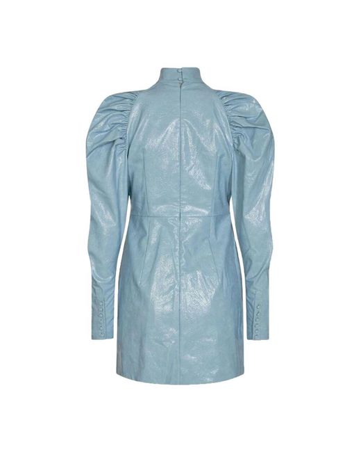 ROTATE BIRGER CHRISTENSEN Blue Kim kleid mit puffärmeln