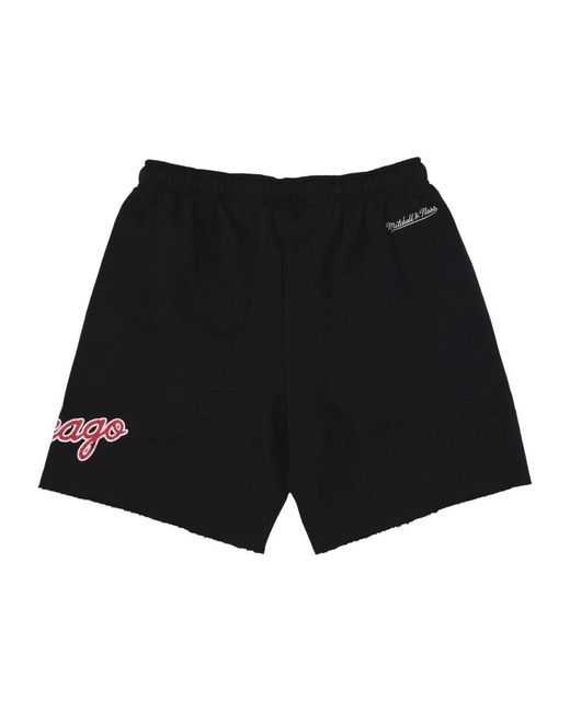 Mitchell & Ness Korte Broeken ,Zwart ,Katoen Chicago Bulls Vintage Logo Fleece Shorts in het Black voor heren
