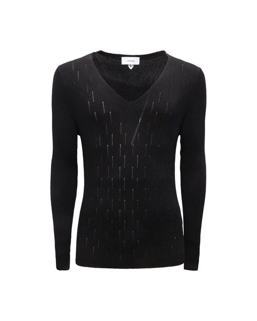 Lardini V-Ausschnitt Baumwollmischpullover in Black für Herren