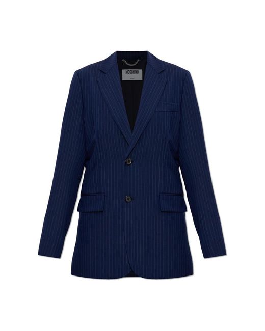 Moschino Jassen ,Blauw ,Wol Mixed Fabric Blazer in het Blue