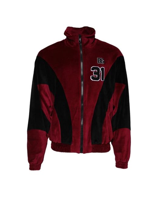 Dolce & Gabbana Rot Schwarze Logo Bomberjacke in Red für Herren
