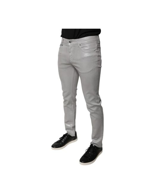 Dolce & Gabbana Gray Skinny Trousers for men