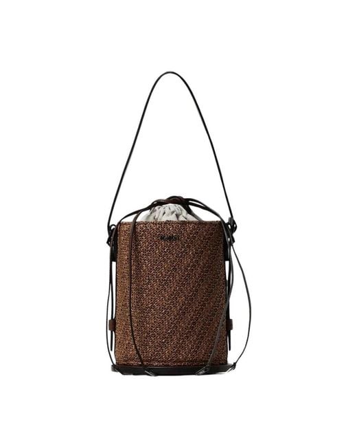 Max Mara Brown Stroh Eimer Tasche Braun Elegant