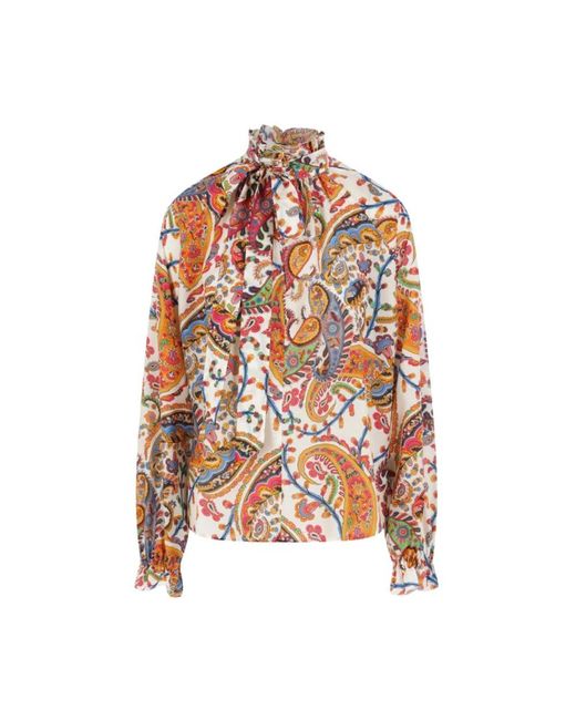Etro V-Hals Sjaal Blouse in het Pink