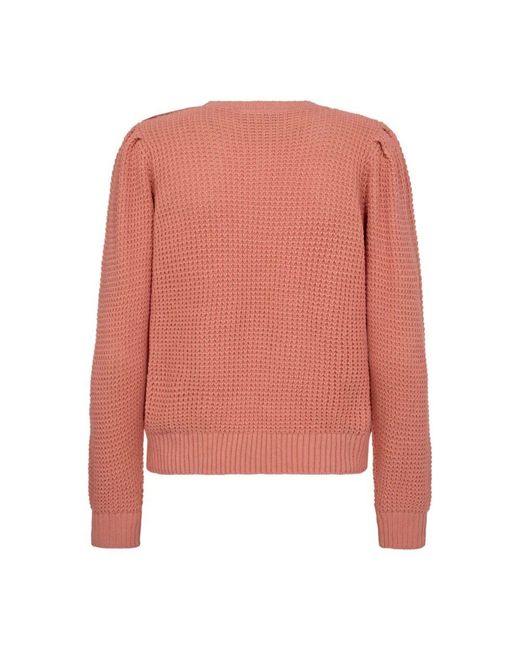 Freequent Pink Korallstrickpullover Mit Knopfdetail