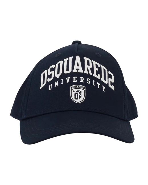 DSquared² Accessoires ,Blauw ,Katoen Blauwe College Stijl Visor Pet in het Blue