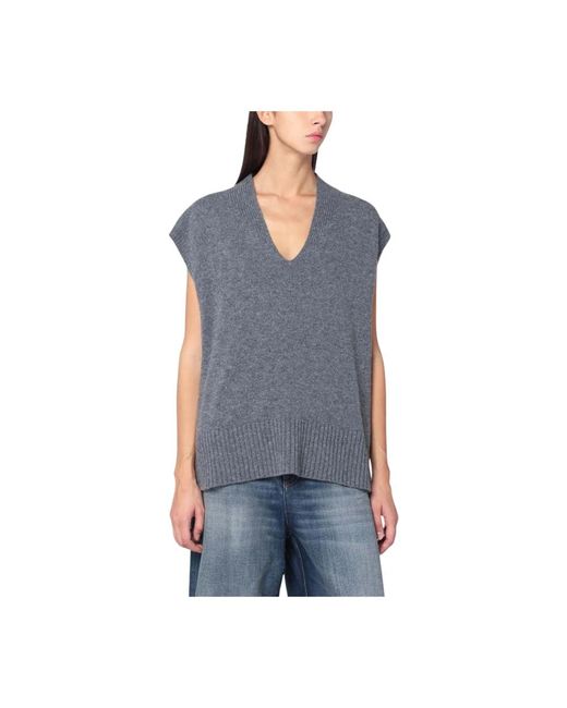 Roberto Collina Blue V-Neck Knitwear