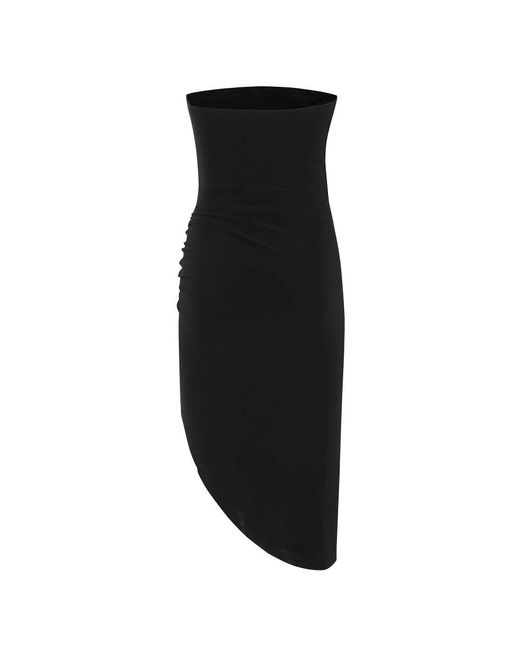 Norma Kamali Black Elegantes trägerloses kleid mit seitenfalte
