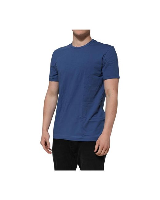 Dolce & Gabbana Blau Baumwolle Herren Rundhals T-Shirt in Blue für Herren