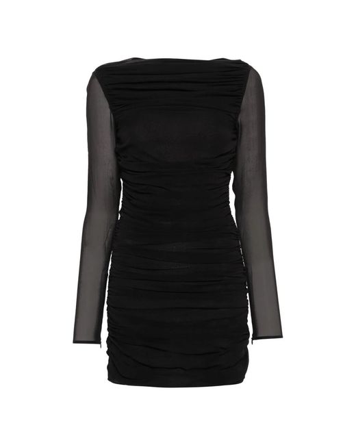 ANDAMANE Kleedjes ,Zwart ,Zwarte Zijden Gedrapeerde Mini Jurk in het Black