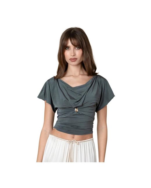 GUAJA. Overhemden ,Groen ,Haze Sheer Button-Up Blouse in het Gray
