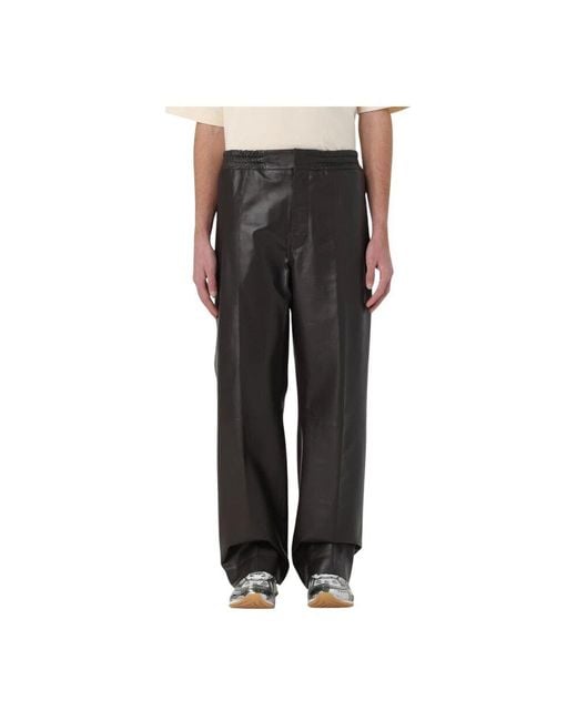 Bottega Veneta Braune Lederhose Mit Weitem Bein in Black für Herren