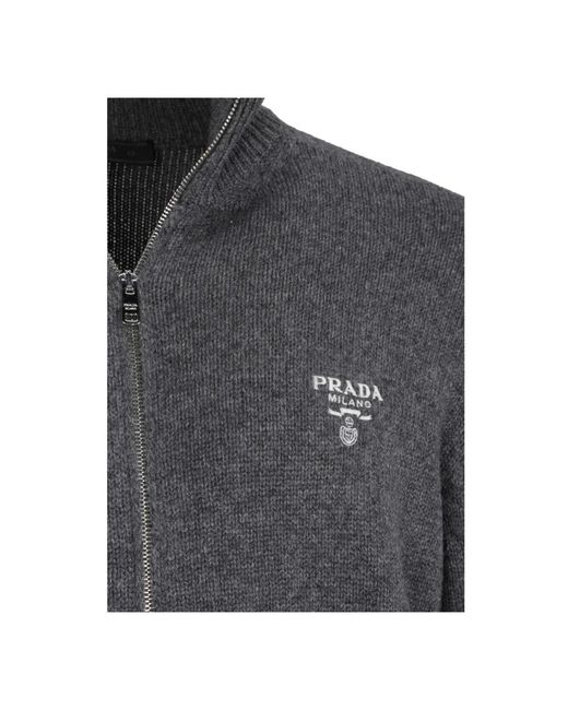 Prada Grauer cashmere pullover mit reißverschluss in Gray für Herren