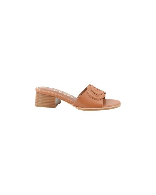 Guess Pink Heeled Mules