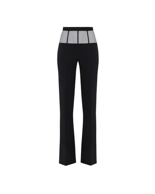 Elisabetta Franchi Black Schwarze stylische hose,ausgestellte hose aus schwarzem krepp,schwarze elegante hose mit tülldetail