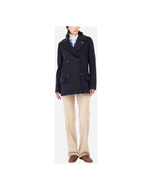 Manuel Ritz Blue Double-Breasted Coats