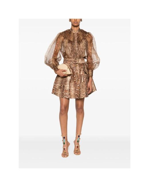Zimmermann Hypnotic Utility Mini Skirt in het Brown
