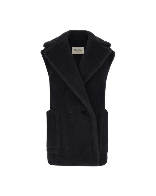 Max Mara Black Teddy-Gilet Aus Wolle Und Alpaka