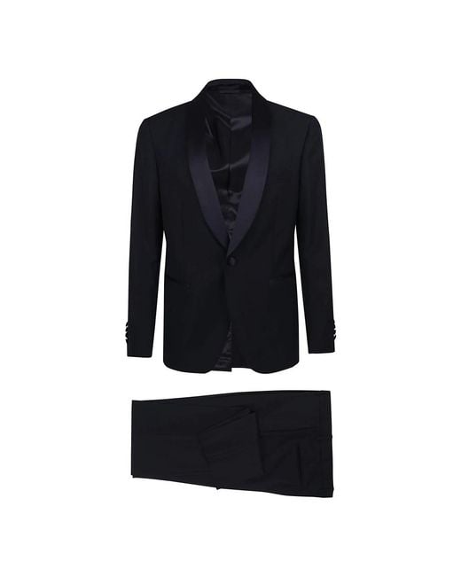 Lardini Kostuums ,Blauw ,Wol Blauw Smokingpak Met Shawlkraag in het Black voor heren