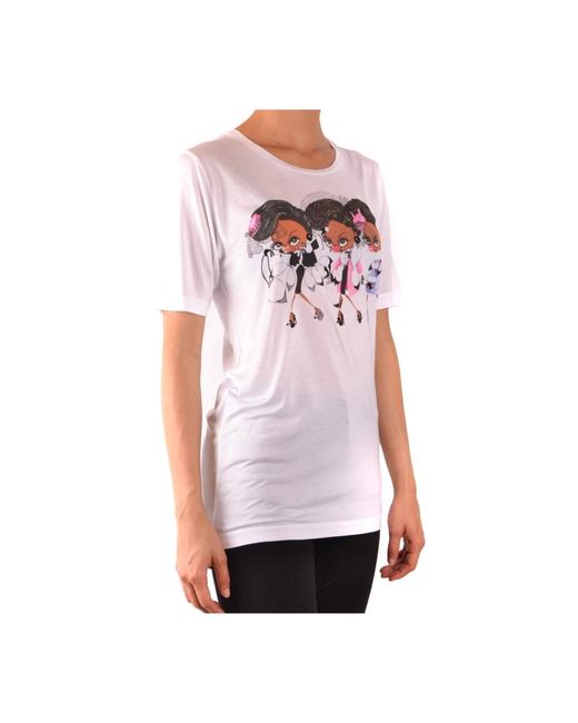 DSquared² Tops ,Wit ,Katoen T-Shirt Met Korte Mouwen in het White