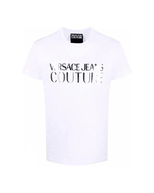 Magliette bianca con logo a manica corta di Versace in White da Uomo