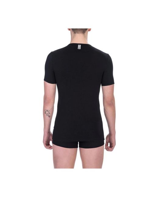 Bikkembergs Ondergoed ,Zwart ,Katoen Klassiek V-Hals Katoenen T-Shirt in het Black voor heren