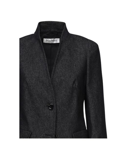 Max Mara Black Blaue Baumwolljacke Mit Frontknöpfen