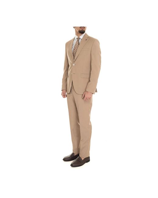 Paoloni Natural Single Breasted Suits for men