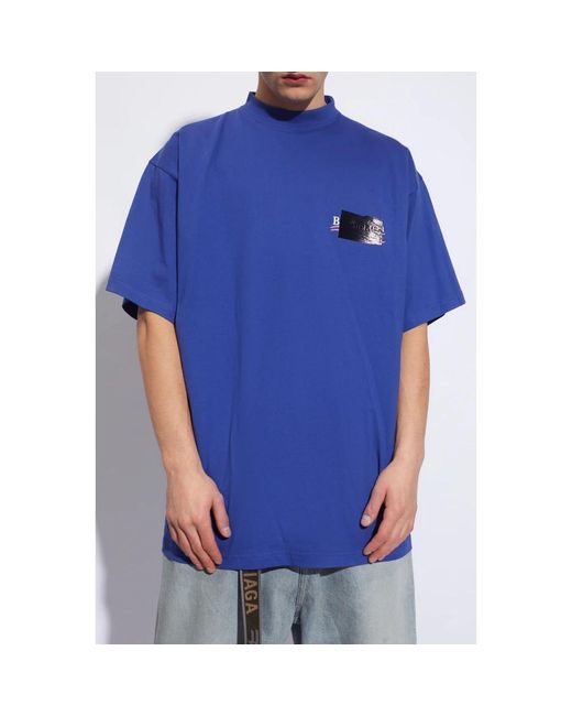 Balenciaga T-shirt mit logo in Blue für Herren